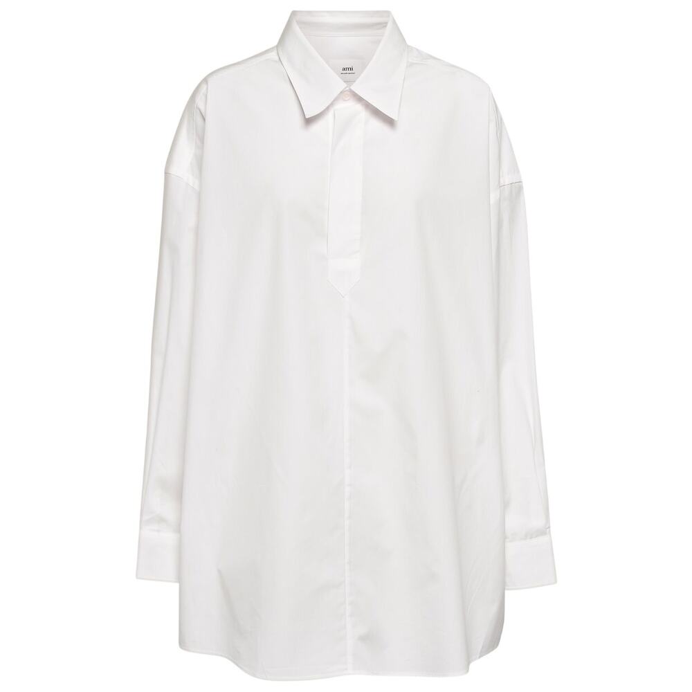 AMI Alexandre Mattiussi White Cotton Shirt Dress EU 40 NWT Pockets Womens